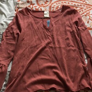 Dark pink blouse with bell sleeves